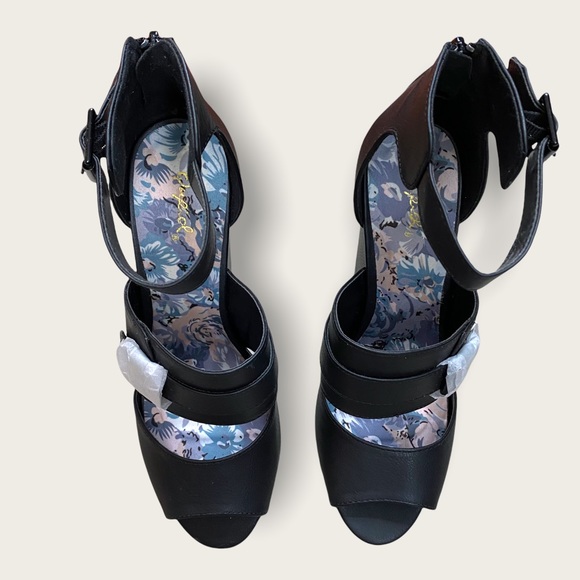 🆕 Qupid New/No Box Black Block Heel Ankle Strap Sandal [Size 8.5] - Picture 8 of 11